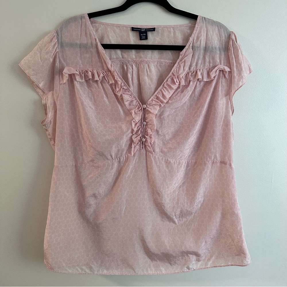 GAP Pink Flutter Sleeve Ruffled Blouse